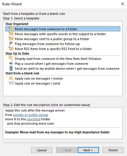 Set Up Rules to Declutter Your Inbox