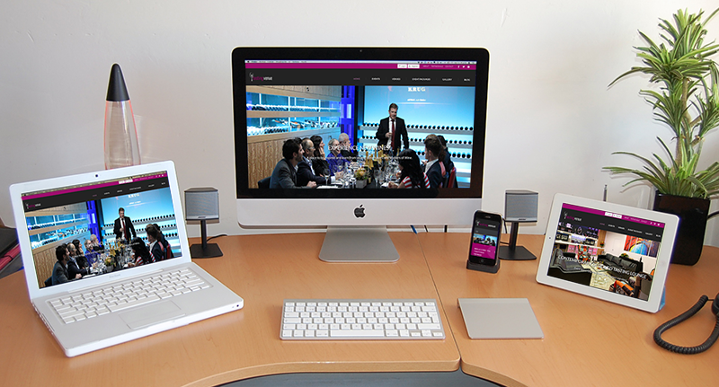 Responsiveness of Tasting Venue's website shown across a Desktop, Laptop, Tablet, and Mobile Phone.