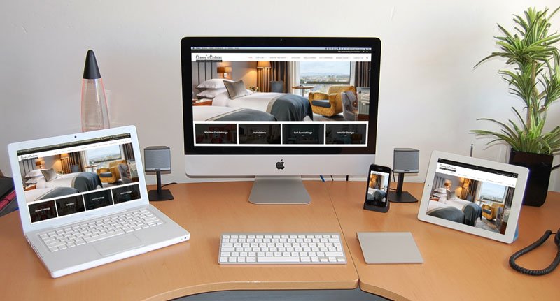 Responsiveness of Conroy's Curtains website shown across a Desktop, Laptop, Tablet, and Mobile Phone.