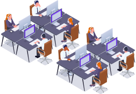 Managed IT Support - IT Team working across from each other on computers.