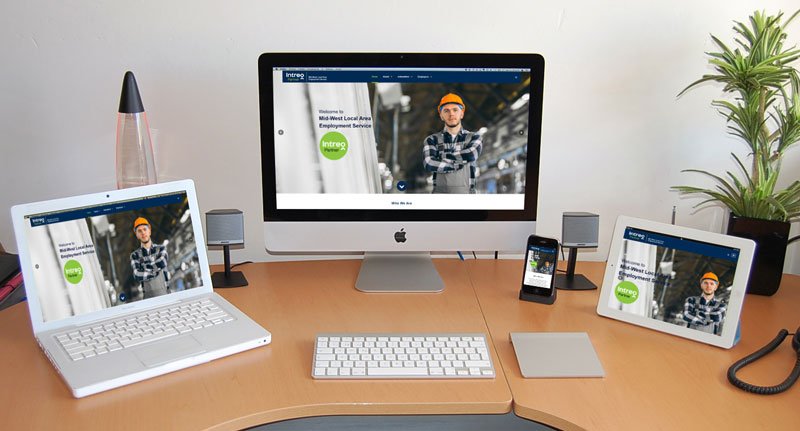 Mid-West Local Area Employment Services (MWLAES) - monitors depicting website responsiveness across multiple devices.