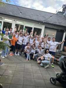 Peter O'Rourke family and friends wearing Bluescope-sponsored Arthritis Ireland jerseys at the Great Limerick Run 2026.