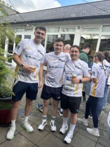 Peter O'Rourke family and friends wearing Bluescope-sponsored Arthritis Ireland jerseys at the Great Limerick Run 2026.
