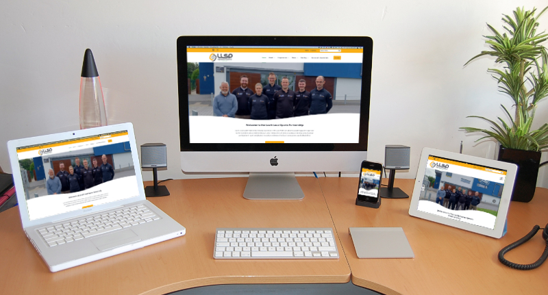 Louth Local Sports Partnership - monitors depicting website responsiveness across multiple devices.