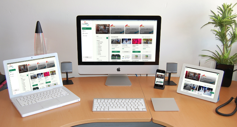 Limerick Sports Partnership Booking - monitors depicting website responsiveness across multiple devices.