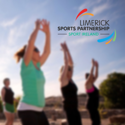Limerick Sports Partnership logo with four women, blurred, exercising.